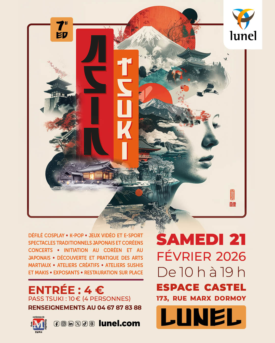 Asia Tsuki revient � l'Espace Castel � Lunel le 21 f�vrier 2026 de 10h � 19h
